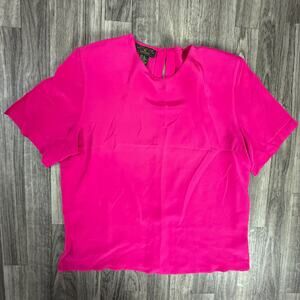 Charter Club by Jane Justin Hot Pink Silk Blouse Size 10 100% Silk Pullover Top